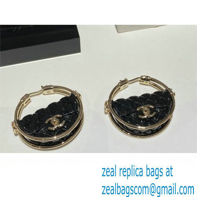 Chanel Hoop Earrings in Metal & Resin. Gold & Black AB9850 2023